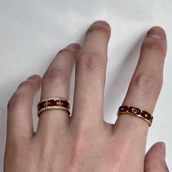Bordo zlatni prsten s motivom križno- cvijeta, minimalistički luksuz, dijamantno postavljen, prsten za kažiprst muškarcima