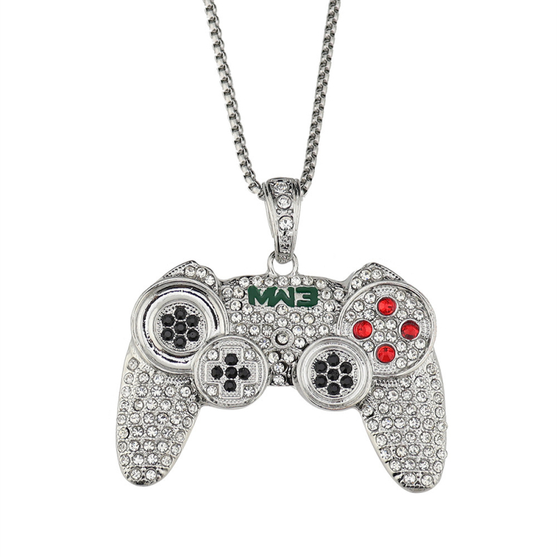 Muški lančić s privjeskom u obliku gamepada, dijamantima, hip-hop stil