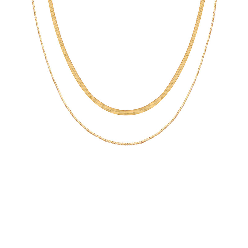 Dvoslojna ogrlica s zmijskim lancem, titan čelik, unisex, duljina 21–50 cm