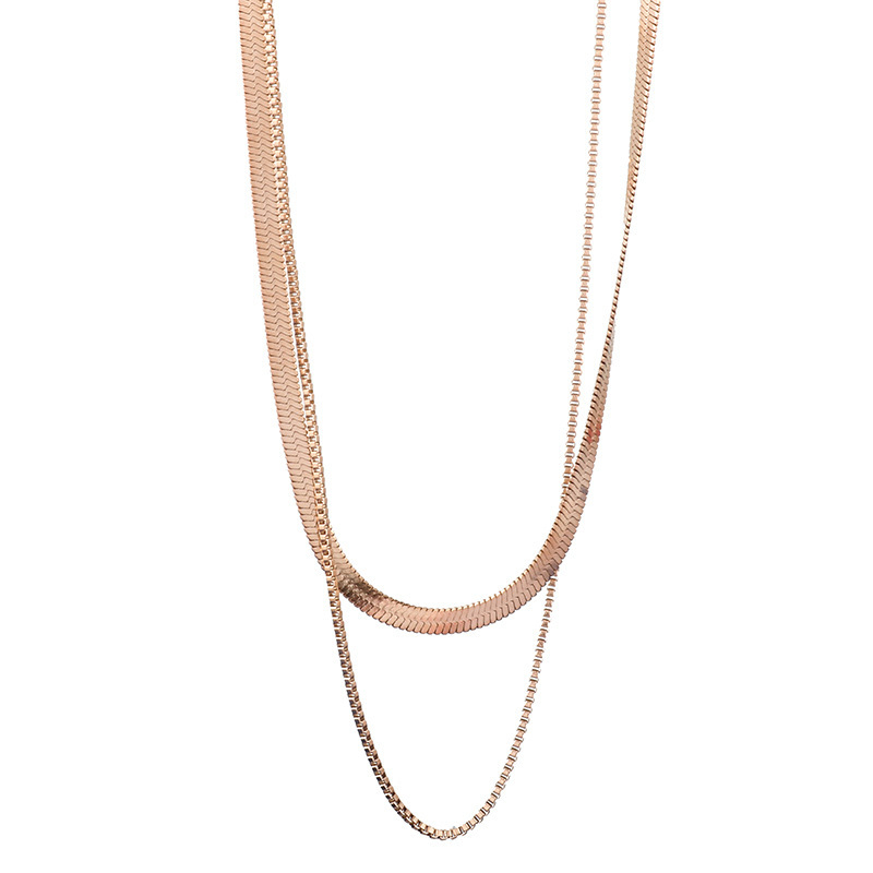 Dvoslojna ogrlica s zmijskim lancem, titan čelik, unisex, duljina 21–50 cm