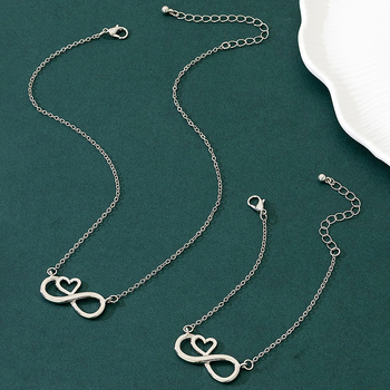 Minimalistički metalni set nakita sa simbolom srca: ogrlica, narukvica i naušnice, francuski stil, modni nakit za Valentinovo