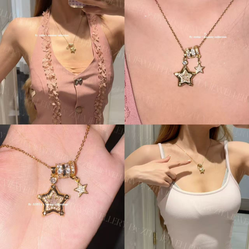 Ogrlica sa zvijezdom i cirkonijem, korejskog stila, elegantna i svestrana