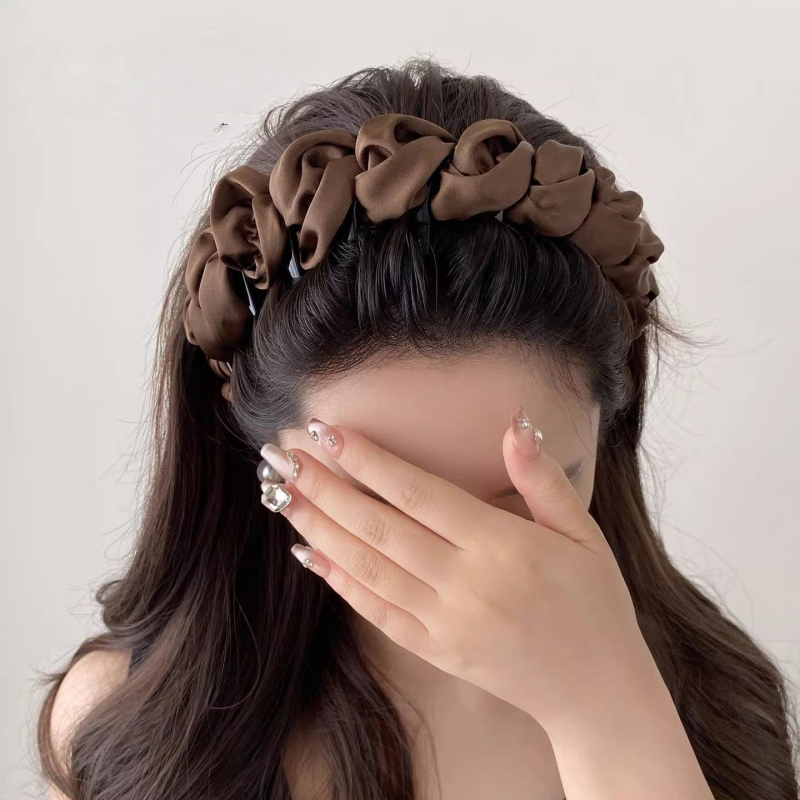 Francuska stil satenska gumica za kosu s oblacnim dizajnom i zupčastim češljem, novi model, dodatak koji povećava volumen vrha glave, sladak i elegantan za žene