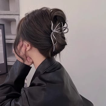 Minimalistički metalni klips za kosu s motivom leptira, za žene, veliki, pogodan za elegantne updo frizure