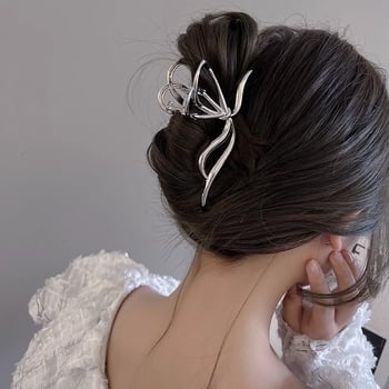Minimalistički metalni klips za kosu s motivom leptira, za žene, veliki, pogodan za elegantne updo frizure