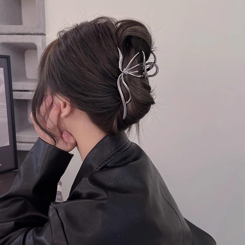 Minimalistički metalni klips za kosu s motivom leptira, za žene, veliki, pogodan za elegantne updo frizure