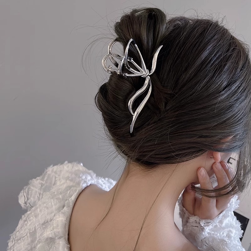 Minimalistički metalni klips za kosu s motivom leptira, za žene, veliki, pogodan za elegantne updo frizure