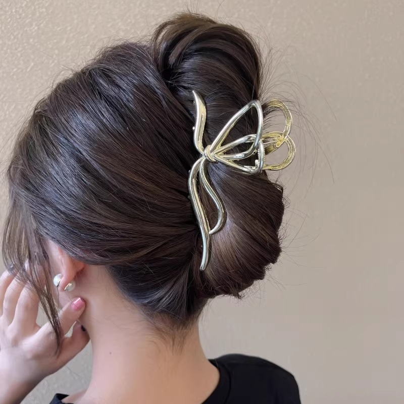 Minimalistički metalni klips za kosu s motivom leptira, za žene, veliki, pogodan za elegantne updo frizure