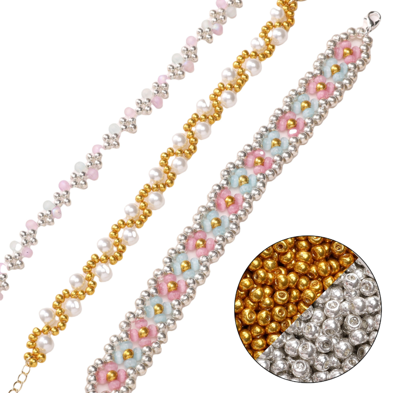 1,5–4 mm visokokvalitetne staklene perle za DIY nakit – dijelovi za izradu narukvica i ogrlica, spacer perle, male zlatne okrugle perle