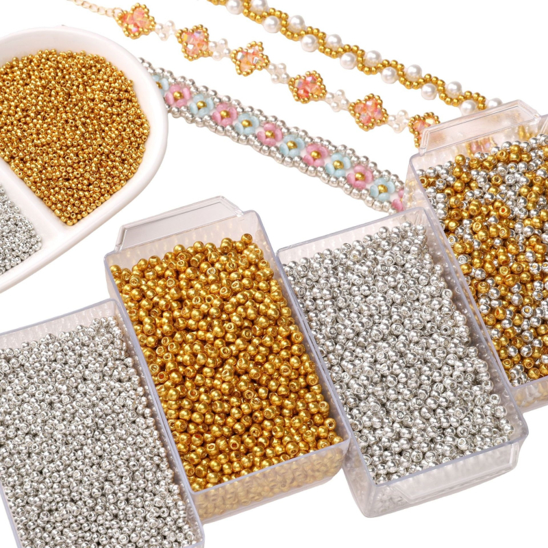 1,5–4 mm visokokvalitetne staklene perle za DIY nakit – dijelovi za izradu narukvica i ogrlica, spacer perle, male zlatne okrugle perle