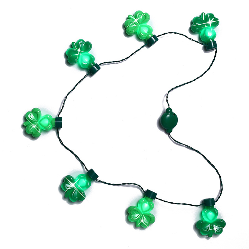 Cool Lester Set: ogrlica, naušnice i traka za kosu s 7 LED lampica, u obliku trojlistne djeteline