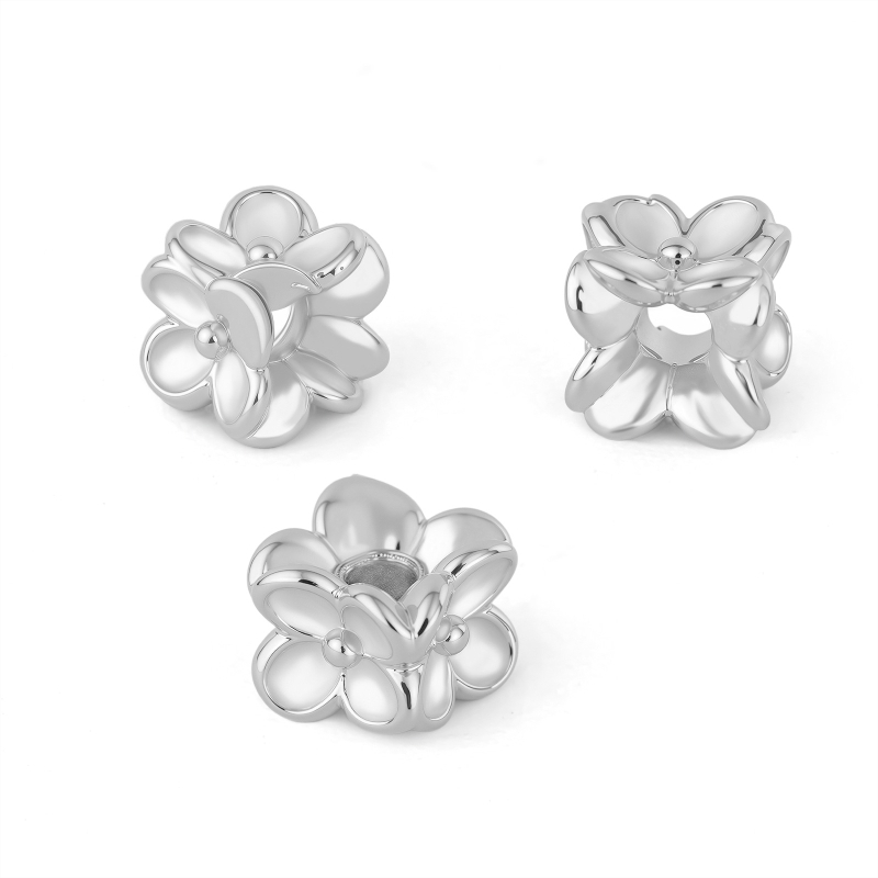 S925 sterling srebrne perle s četiri strane cvijet oblikom za DIY nakit, razdjelne perle za narukvicu