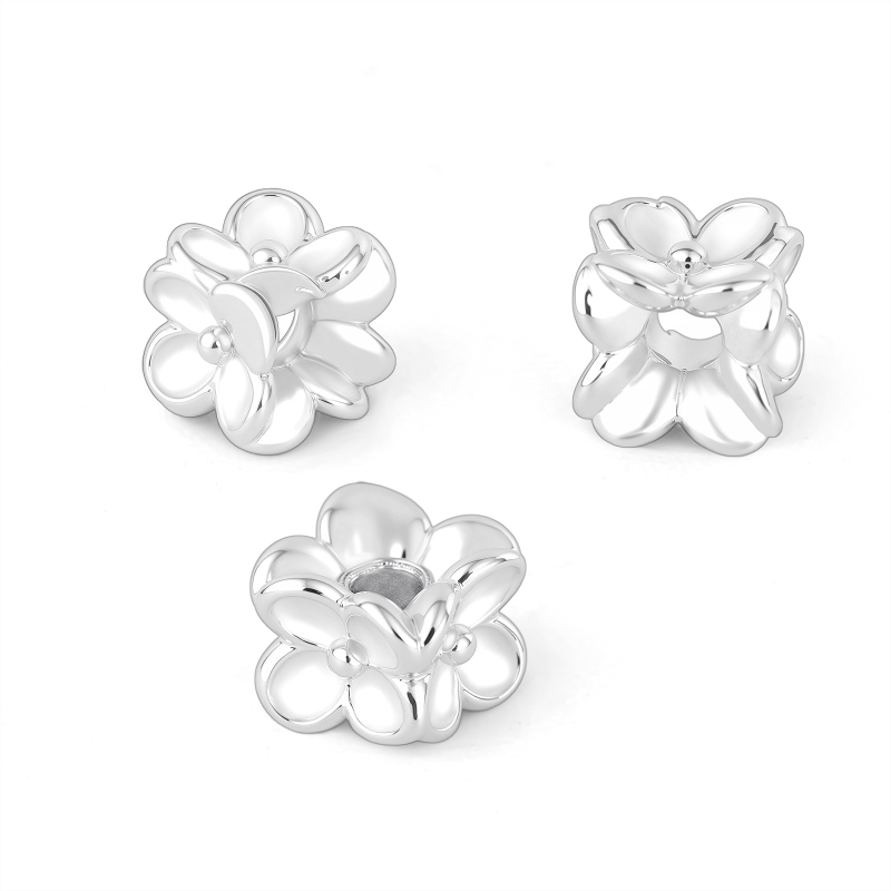 S925 sterling srebrne perle s četiri strane cvijet oblikom za DIY nakit, razdjelne perle za narukvicu