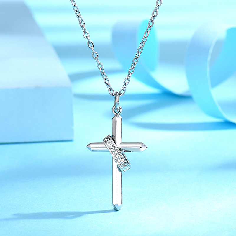 Ogrlica s križem i kronom od 18K zlata, dijamantima ukrašena, za parove, unisex modni privjesak