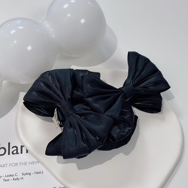 Crni klips za kosu s mašnicom u obliku leptira za stražnji dio glave, jednostavan za korištenje banana klip, elegantan dodatak za visoku frizuru, ručna izrada od plastike