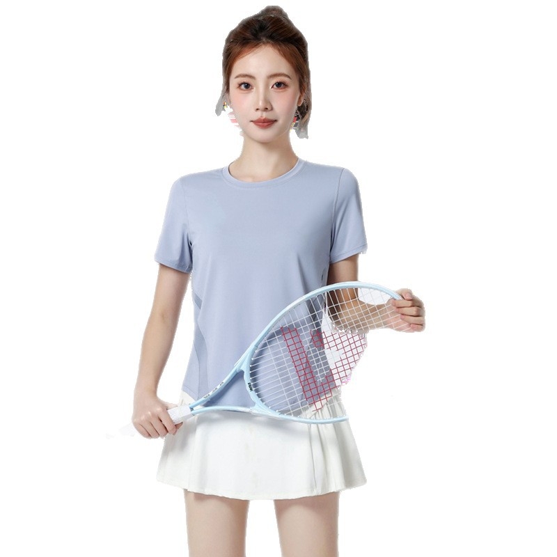 Tricou pentru femei pentru yoga și alergare, mâneci scurte, material uscat rapid, panou din plasă, antrenament Pilates și fitness