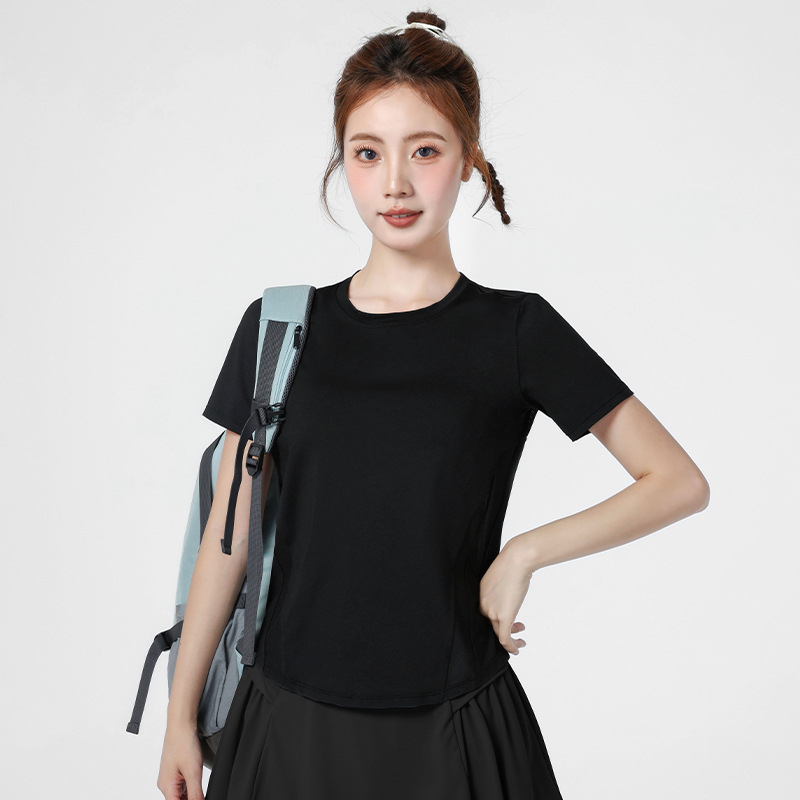 Tricou pentru femei pentru yoga și alergare, mâneci scurte, material uscat rapid, panou din plasă, antrenament Pilates și fitness