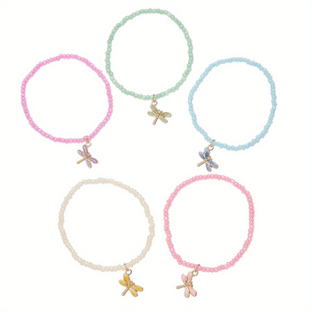 Boemski stil, šarene rižaste perle s privjeskom Dragonfly Butterfly, ručno izrađeni set narukvica za djevojčice