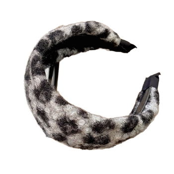 Ženska široka traka za kosu s leopard uzorkom i plišanim materijalom, korejski stil, svakodnevni dodatak za kosu.