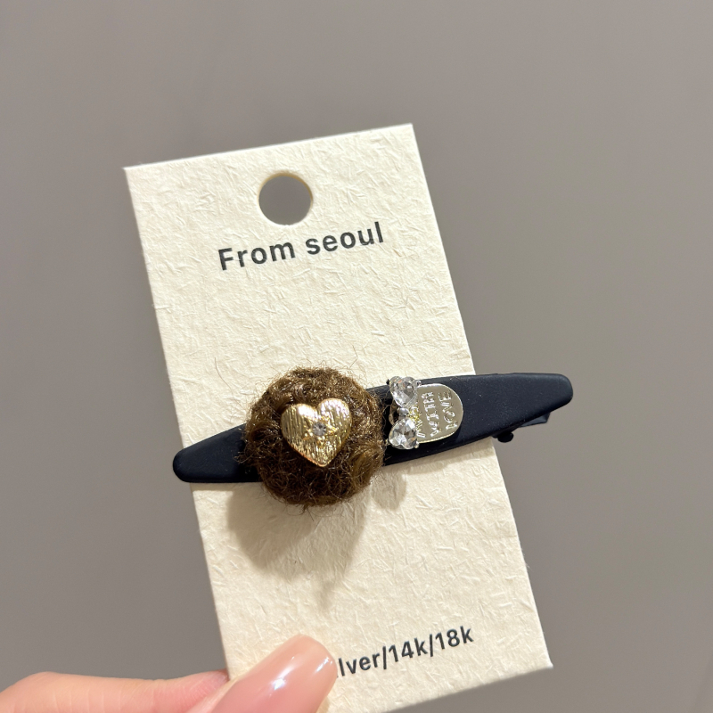 Korejski Dongdaemun stil: pliš spona za kosu u obliku srca za ranu jesen, svestrani bočni klips, modni dodatak za žene