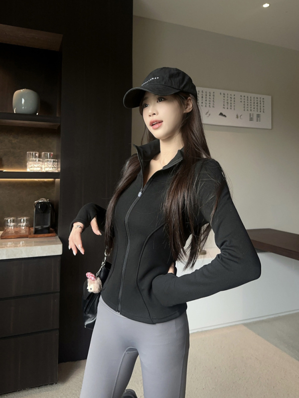 Ženski baršunasti kardigan s zipom, korejski stil, jesen-zima, slim fit