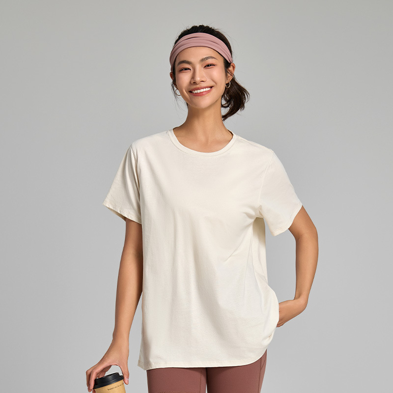 Tricou lejer din bumbac pentru femei, cu uscare rapidă și răcire, mâneci scurte, culoare uni, pentru yoga și fitness