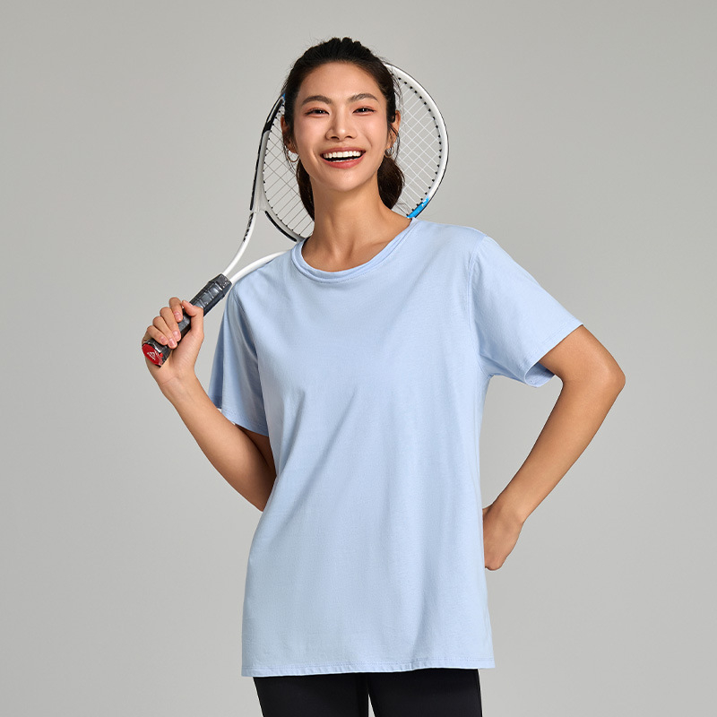 Tricou lejer din bumbac pentru femei, cu uscare rapidă și răcire, mâneci scurte, culoare uni, pentru yoga și fitness