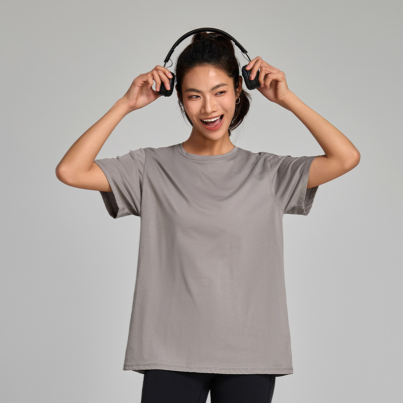 Tricou lejer din bumbac pentru femei, cu uscare rapidă și răcire, mâneci scurte, culoare uni, pentru yoga și fitness