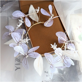 Dječja svadbena tiara u šumskom stilu s šarenom dragonfly dekoracijom, sladak mašnični detalj, korejski stil dodatak za kosu