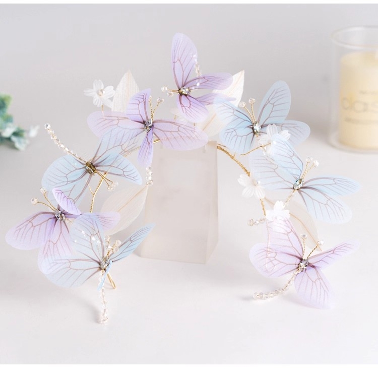 Dječja svadbena tiara u šumskom stilu s šarenom dragonfly dekoracijom, sladak mašnični detalj, korejski stil dodatak za kosu