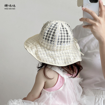Šešir za sunce za bebe djevojčice, ljetni korejski stil, čipka, široka rub, mrežasti materijal, za dob 6–24 mjeseci