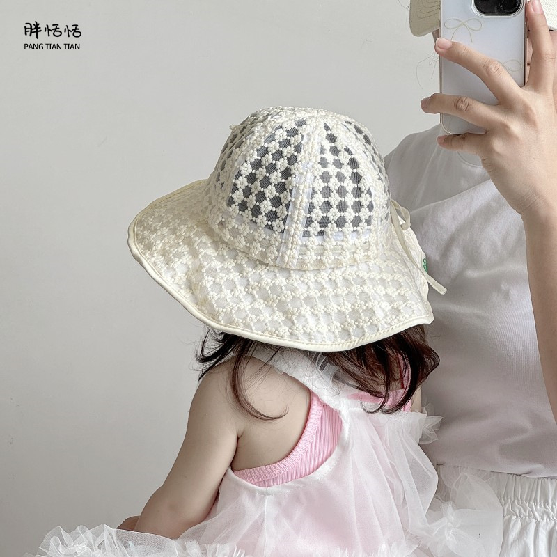 Šešir za sunce za bebe djevojčice, ljetni korejski stil, čipka, široka rub, mrežasti materijal, za dob 6–24 mjeseci