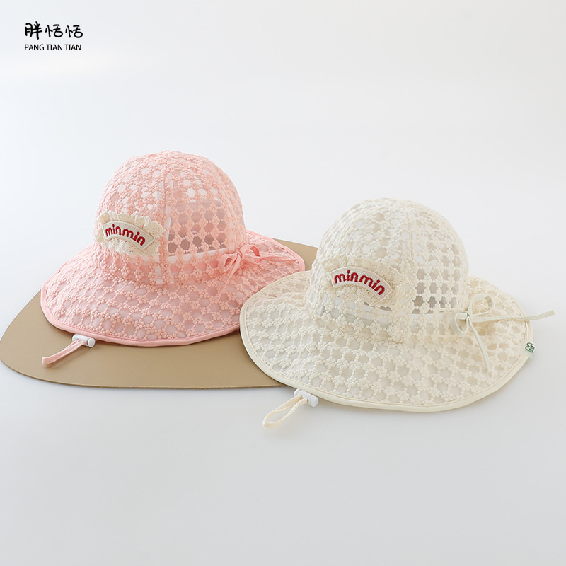Šešir za sunce za bebe djevojčice, ljetni korejski stil, čipka, široka rub, mrežasti materijal, za dob 6–24 mjeseci