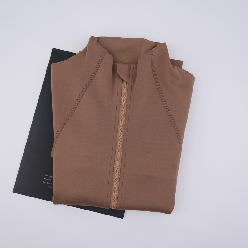 Γυναικείο γιόγκα μπουφάν για φθινοπωρινό-χειμερινό με διπλής κατεύθυνσης φερμουάρ, στενό εφαρμοστό, υψηλή ελαστικότητα, για γυμναστήριο