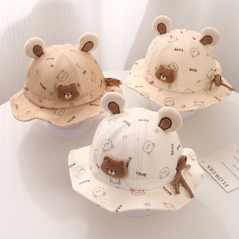 Dječja šešir za sunce s motivom medvjeda, ribarskog stila, podesiva, lagana, unisex, 6–24 mjeseci