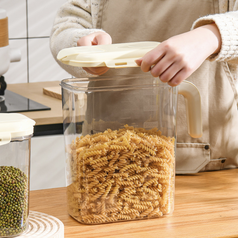 Recipient transparent pentru orez și cereale, cu închidere dublă, calitate alimentară, bucătărie cu capac