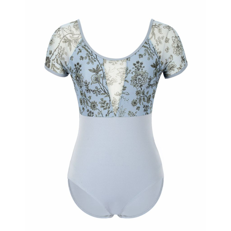 Yi Xilin Ženski kratkih rukava mrežasti panel s otiskom, jumpsuit za jogu i ples