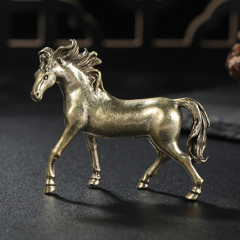 Zodijakski konj – metalna figura od mesinga, mala stolna dekoracija za dom i ured, ručna izrada, poklon