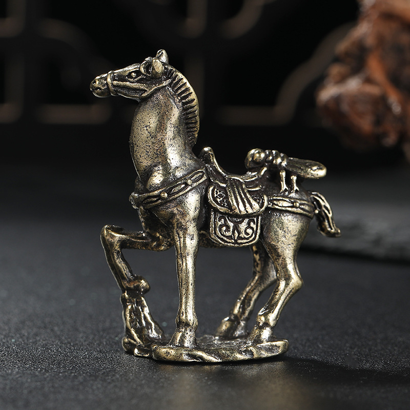 Zodijakski konj – metalna figura od mesinga, mala stolna dekoracija za dom i ured, ručna izrada, poklon