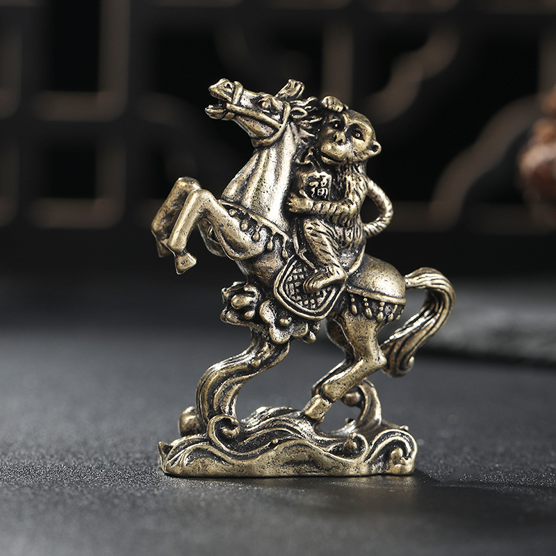 Zodijakski konj – metalna figura od mesinga, mala stolna dekoracija za dom i ured, ručna izrada, poklon