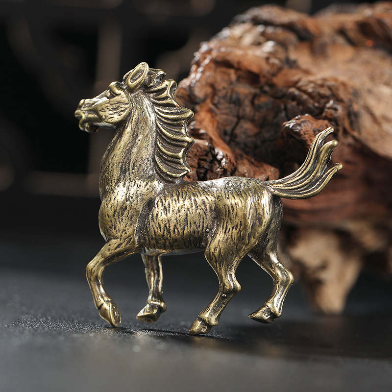 Zodijakski konj – metalna figura od mesinga, mala stolna dekoracija za dom i ured, ručna izrada, poklon