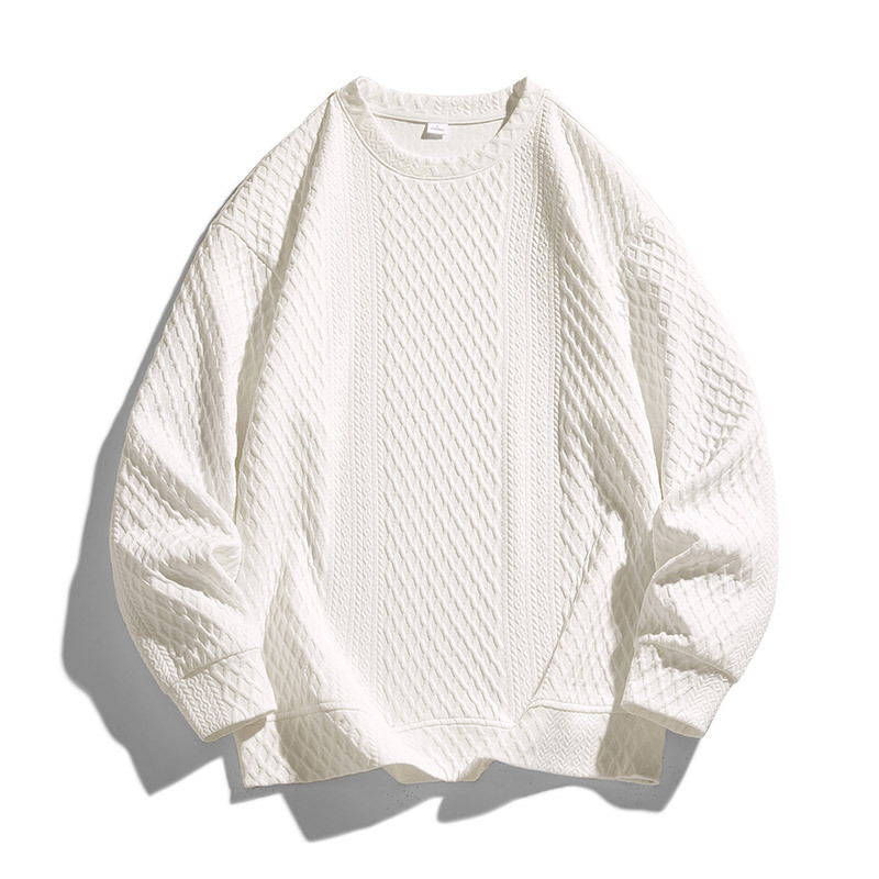 Férfiak számára plusz méretű jacquard pulóver, kerek nyakú, hosszú ujjú, őszi-téli