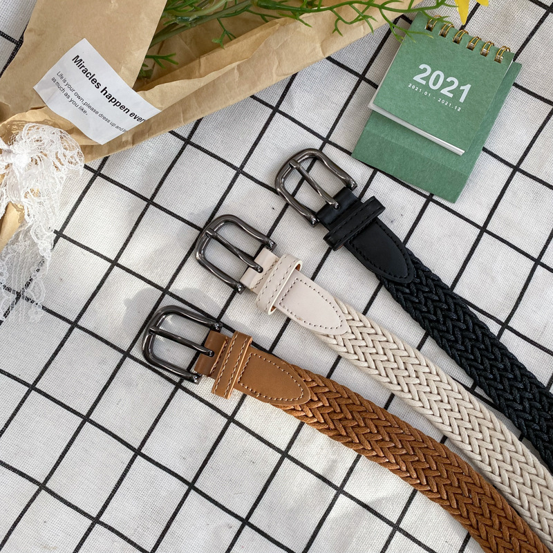 Korejski chic retro tkani kaiš bez rupa, širok za muškarce i žene, minimalistički studentski stil
