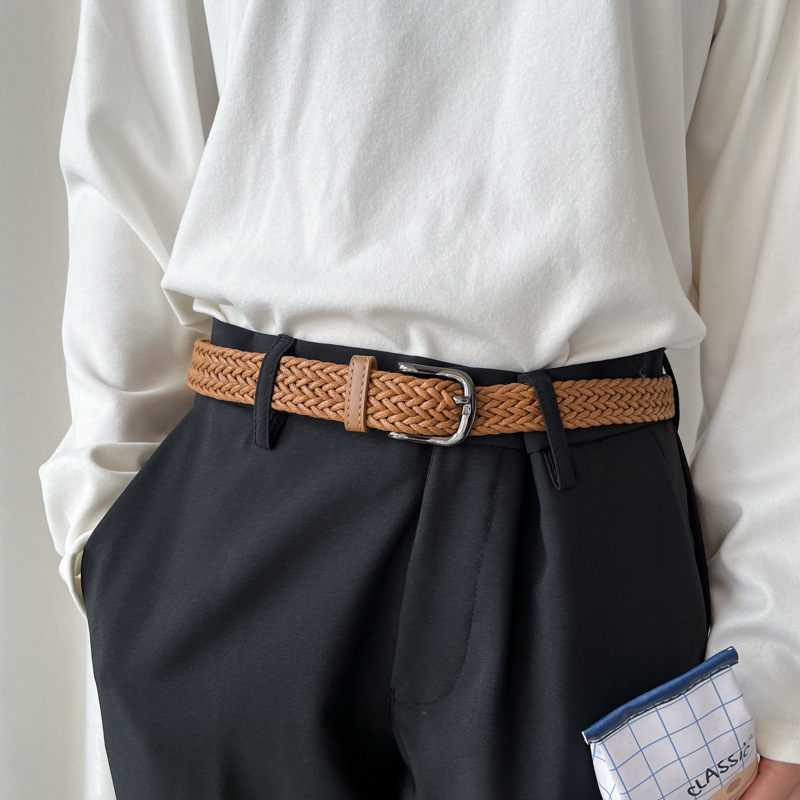 Korejski chic retro tkani kaiš bez rupa, širok za muškarce i žene, minimalistički studentski stil