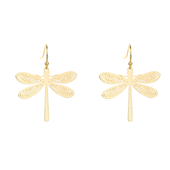 Vintage bakreni naušnice s dragonfly motivom, ružičasto zlat završetak