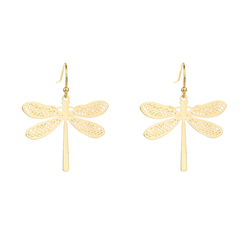 Vintage bakreni naušnice s dragonfly motivom, ružičasto zlat završetak
