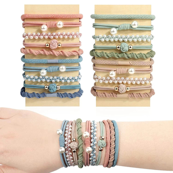 Maizo Pleteni traka za kosu s perlama – Boho stil, elastična, ženski dodatak za kosu