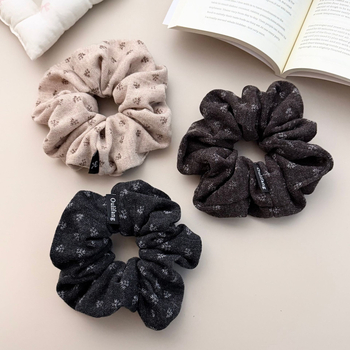 Korejskog stila pleteni cvjetni scrunchie s tiskom, elegantna gumica za kosu, ženski dodaci za kosu
