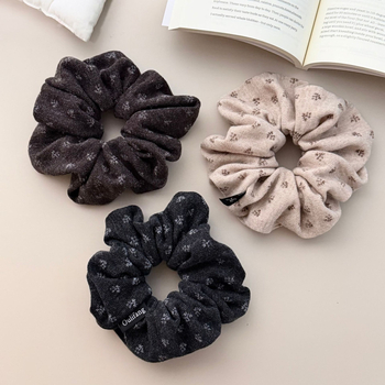 Korejskog stila pleteni cvjetni scrunchie s tiskom, elegantna gumica za kosu, ženski dodaci za kosu