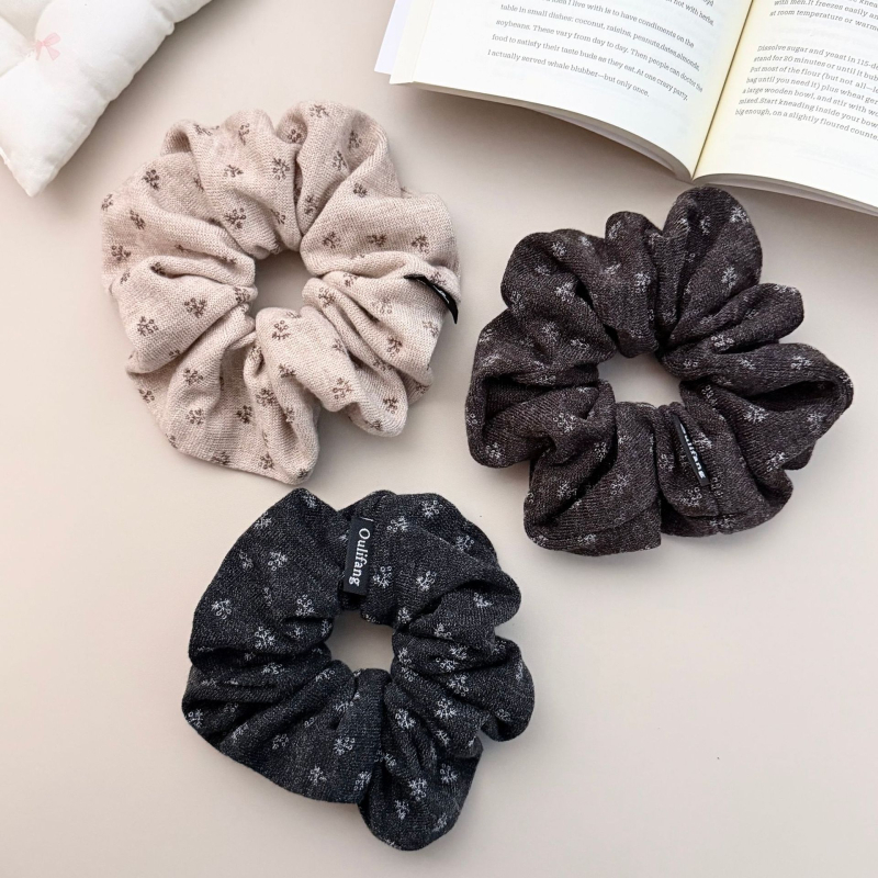 Korejskog stila pleteni cvjetni scrunchie s tiskom, elegantna gumica za kosu, ženski dodaci za kosu